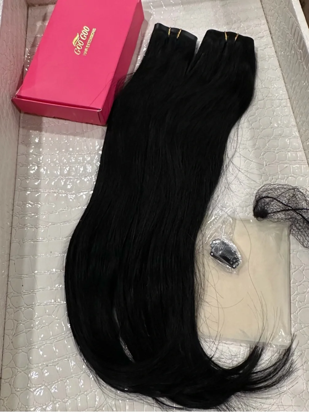 18” Jet Black Invisi Edge Clip in Human Hair Extensions 130g 7Pcs #TF9